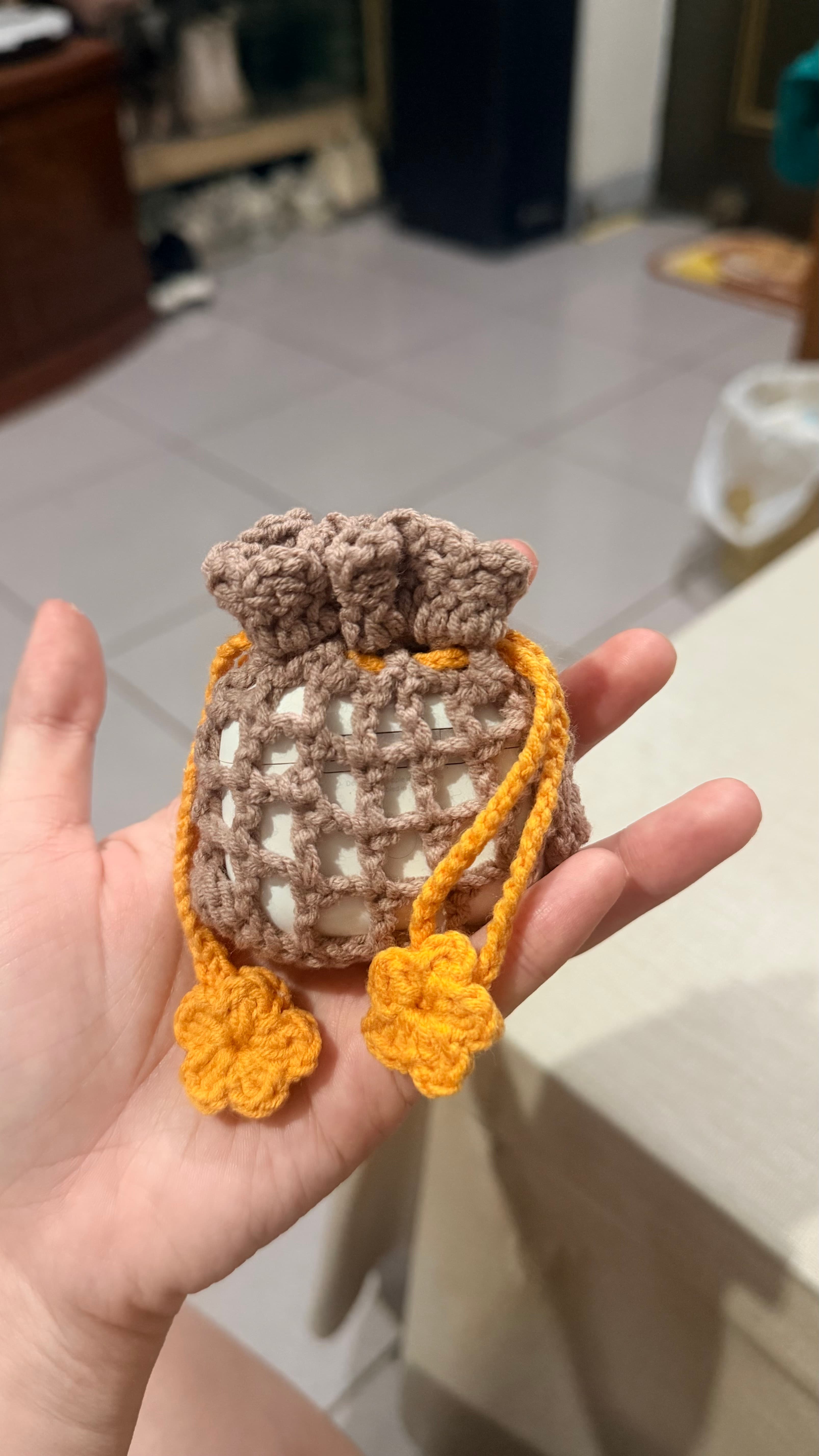 拿鐵花繩束口小袋 - 束口小袋 / 日常使用 - 鉤針手作作品圖片 2